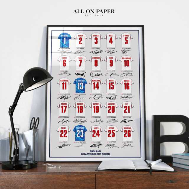 England 2026 World Cup Drawn Shirt Art Print Minimalist Collection Poster #e2 - image 1