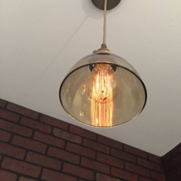 "Industrial Pendant Light -Antique Brass 6"" Smoked Glass Cone Shade with Patented ""Huila Connectors" - thumbnail 3