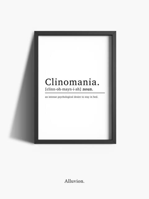 Bedroom Decor - Clinomania Definition Print Prints Home Wall Art Sleeping - image 1