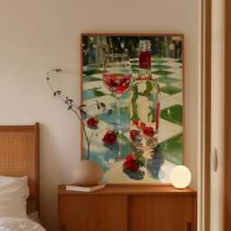 Ros?? Wine Poster, Strawberry Table Print, Kitchen Wall Art - thumbnail 2