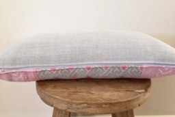 Pink Mud Cloth Pillow Cushion-Mud Cushion-Chinese Wedding Blanket Cushion Pillow - Lumbar Pink Mud Pillow-Chinese Fabric - thumbnail 3