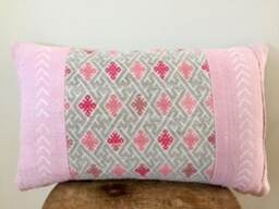 Pink Mud Cloth Pillow Cushion-Mud Cushion-Chinese Wedding Blanket Cushion Pillow - Lumbar Pink Mud Pillow-Chinese Fabric