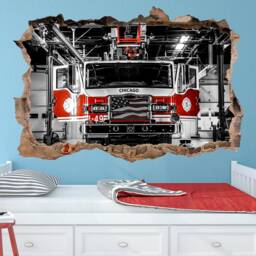 Firetruck Wall Sticker Fire Department Decal Kid Name Playroom Decor Gift For Boy Vehicle Art Kids Print - thumbnail 3