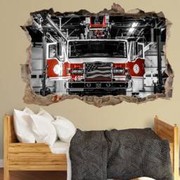 Firetruck Wall Sticker Fire Department Decal Kid Name Playroom Decor Gift For Boy Vehicle Art Kids Print - thumbnail 4