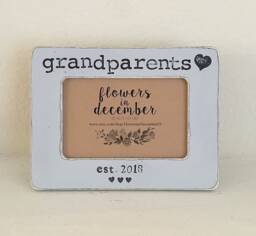 Personalized Grandparents Picture Frame Hand Stamped Vintage Style - thumbnail 1