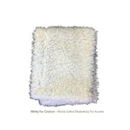 Plush Faux Fur Throw Blanket, Off White Minky Fleece, Ultra Suede Lining - thumbnail 2