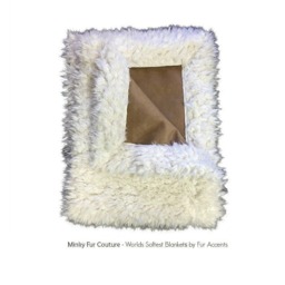 Plush Faux Fur Throw Blanket, Off White Minky Fleece, Ultra Suede Lining