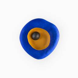 Wall Sconce Lamp From Paper Mache, Organic Shape Light - Ultramarine Blue - thumbnail 2