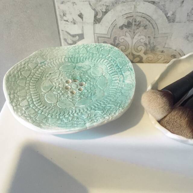 Soap Dish With Drain, Mint Green, Bathroom Decor, Bath Tray - image 1
