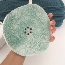 Soap Dish With Drain, Mint Green, Bathroom Decor, Bath Tray - thumbnail 2