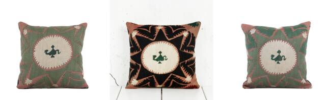 "Set Of 3 Pcs, Suzani Pillow Cover, Uzbek Pillow, 12.20"" X 12.60" - image 1