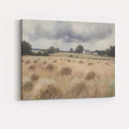 Golden Harvest Hay Bale Countryside Landscape Rustic Farmhouse Canvas Wall Art Print Decor Picture Ready To Hang - thumbnail 4