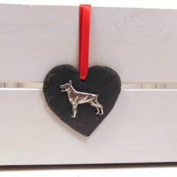 Doberman Design Slate Heart - 2026 Christmas Ornament Dog Decoration Dad Gift - thumbnail 4