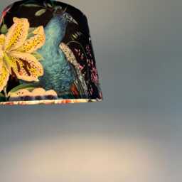 Peacock Floral Velvet Empire Lampshade, Black French Drum Shade - thumbnail 3