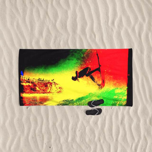 Surf Art Beach Towel Rastafarian Surfer Gift - image 1
