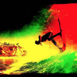 Surf Art Beach Towel Rastafarian Surfer Gift - thumbnail 3