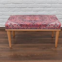 Ottoman Upholstered Bench, Handmade Furniture, Turkish Rug Aztec Farmhouse Decor, Entry Patio Furniture - thumbnail 4