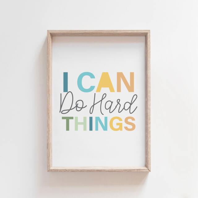I Can Do Hard Things, Boys Bedroom Prints, Nursery Wall Art, Poster, Motivational Art - image 1