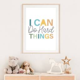 I Can Do Hard Things, Boys Bedroom Prints, Nursery Wall Art, Poster, Motivational Art - thumbnail 2