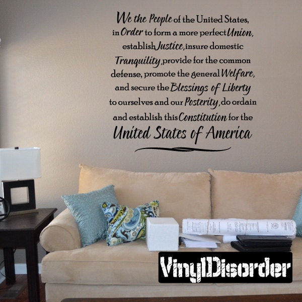 We The People Of United States, in Order To Form A Mor Perfect... - Vinyl Wall Decal Quotes Sticker Hd094Et - image 1