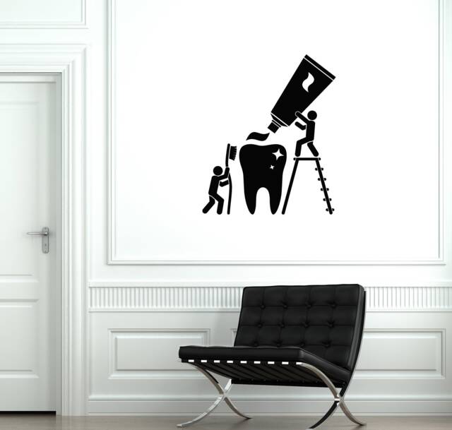 Dentist Office Vinyl Wall Decal Dental Clinic Tooth Cleaning Interior Toothpaste Brush Stickers Mural - #2908Di - image 1