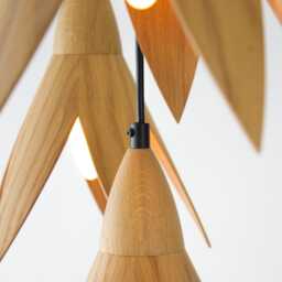 Oak Wood Pendant Light Scandinavian Minimalist Hanging Lamp - thumbnail 4