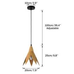 Oak Wood Pendant Light Scandinavian Minimalist Hanging Lamp - thumbnail 3