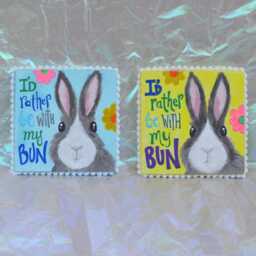 I'd Rather Be With My Bun Wooden Handprinted Sign Wall Art - thumbnail 4