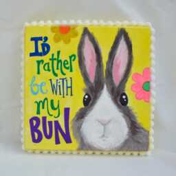 I'd Rather Be With My Bun Wooden Handprinted Sign Wall Art - thumbnail 1