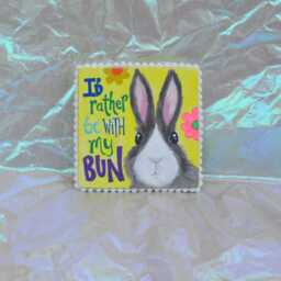 I'd Rather Be With My Bun Wooden Handprinted Sign Wall Art - thumbnail 2