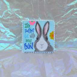 I'd Rather Be With My Bun Wooden Handprinted Sign Wall Art - thumbnail 3