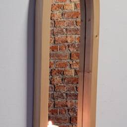 Gothic Arch Arched Wooden Solid Pine Wall Mirror 84.5cm Long Shelf Hand Made - thumbnail 3