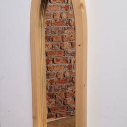 Gothic Arch Arched Wooden Solid Pine Wall Mirror 84.5cm Long Shelf Hand Made - thumbnail 4