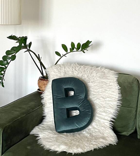 Initial Pillow Cushion Velvet Decorative Nursery Fabric Letters Kids Room Decor - image 1