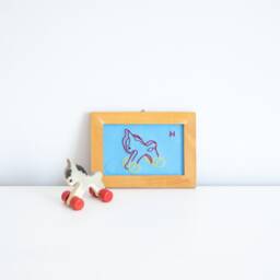 Funny Sweet Embroidery Little Horsey in Frame, Horse, Reuse, Recycled Nursery, Cute Baby Shower Gift, Wall Art, Sweet, Toys - thumbnail 1