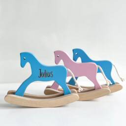 Personalized Wooden Rocking Horse Toy Natural Birch Wood Animal - thumbnail 2