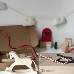 Personalized Wooden Rocking Horse Toy Natural Birch Wood Animal - thumbnail 4