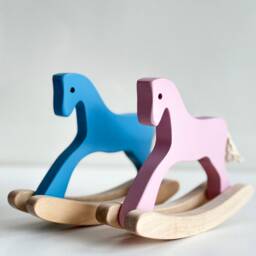 Personalized Wooden Rocking Horse Toy Natural Birch Wood Animal - thumbnail 3