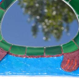 Green Turtle Mirror, Decorative Wall Mirror, Turtle Sculpture, Coastal Decor, Hanging, Sea Lover Gifts - thumbnail 3
