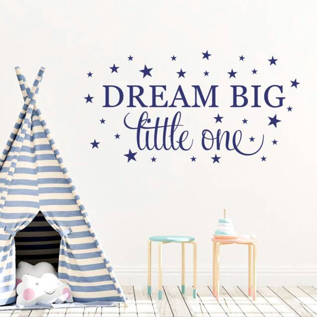 Dream Big Little One Wall Decal Quote, Stars Nursery Vinyl Art, Custom Sayings Kids Room Stickers, Customized Bedroom Decor, Easy Removable - image 1
