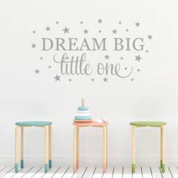 Dream Big Little One Wall Decal Quote, Stars Nursery Vinyl Art, Custom Sayings Kids Room Stickers, Customized Bedroom Decor, Easy Removable - thumbnail 2
