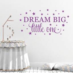Dream Big Little One Wall Decal Quote, Stars Nursery Vinyl Art, Custom Sayings Kids Room Stickers, Customized Bedroom Decor, Easy Removable - thumbnail 3