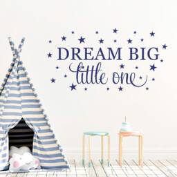 Dream Big Little One Wall Decal Quote, Stars Nursery Vinyl Art, Custom Sayings Kids Room Stickers, Customized Bedroom Decor, Easy Removable - thumbnail 1