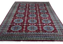 9x11 Red Color Bokhara Rug - 2.75x3.30 Bedroom Luxury Area Turkish Fine Quality Afghan - thumbnail 1