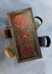 Hand Carved Rustic Dining Table Custom Size Solid Wood