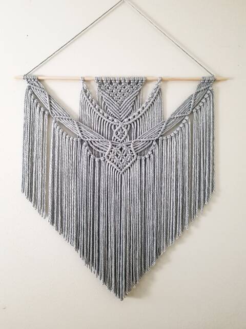 Extra Large Gray Macrame Wall Hanging Boho Home Decor - 3Ft X 3Ft - image 1