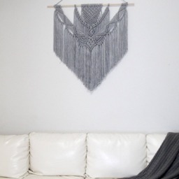 Extra Large Gray Macrame Wall Hanging Boho Home Decor - 3Ft X 3Ft - thumbnail 2