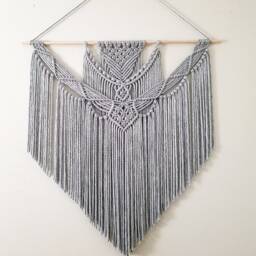 Extra Large Gray Macrame Wall Hanging Boho Home Decor - 3Ft X 3Ft - thumbnail 4