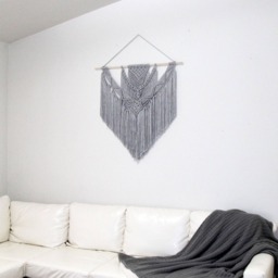 Extra Large Gray Macrame Wall Hanging Boho Home Decor - 3Ft X 3Ft - thumbnail 3