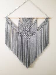 Extra Large Gray Macrame Wall Hanging Boho Home Decor - 3Ft X 3Ft - thumbnail 1